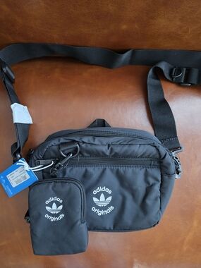 adidas Originals Black Crossbody Belt Bag with Detachable Pouch